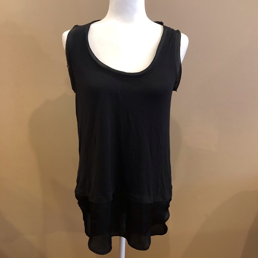 Peyton Jensen Black Tank whither Trim Detail on the Sleeves and Neckline, Sz. S